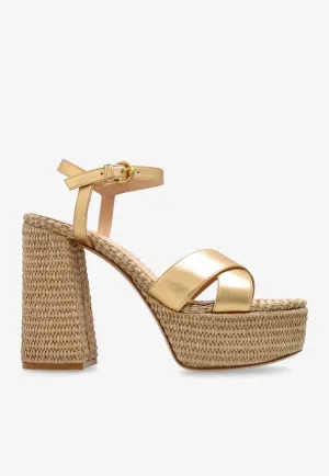 Bebe 110 Metallic Leather Platform Sandals