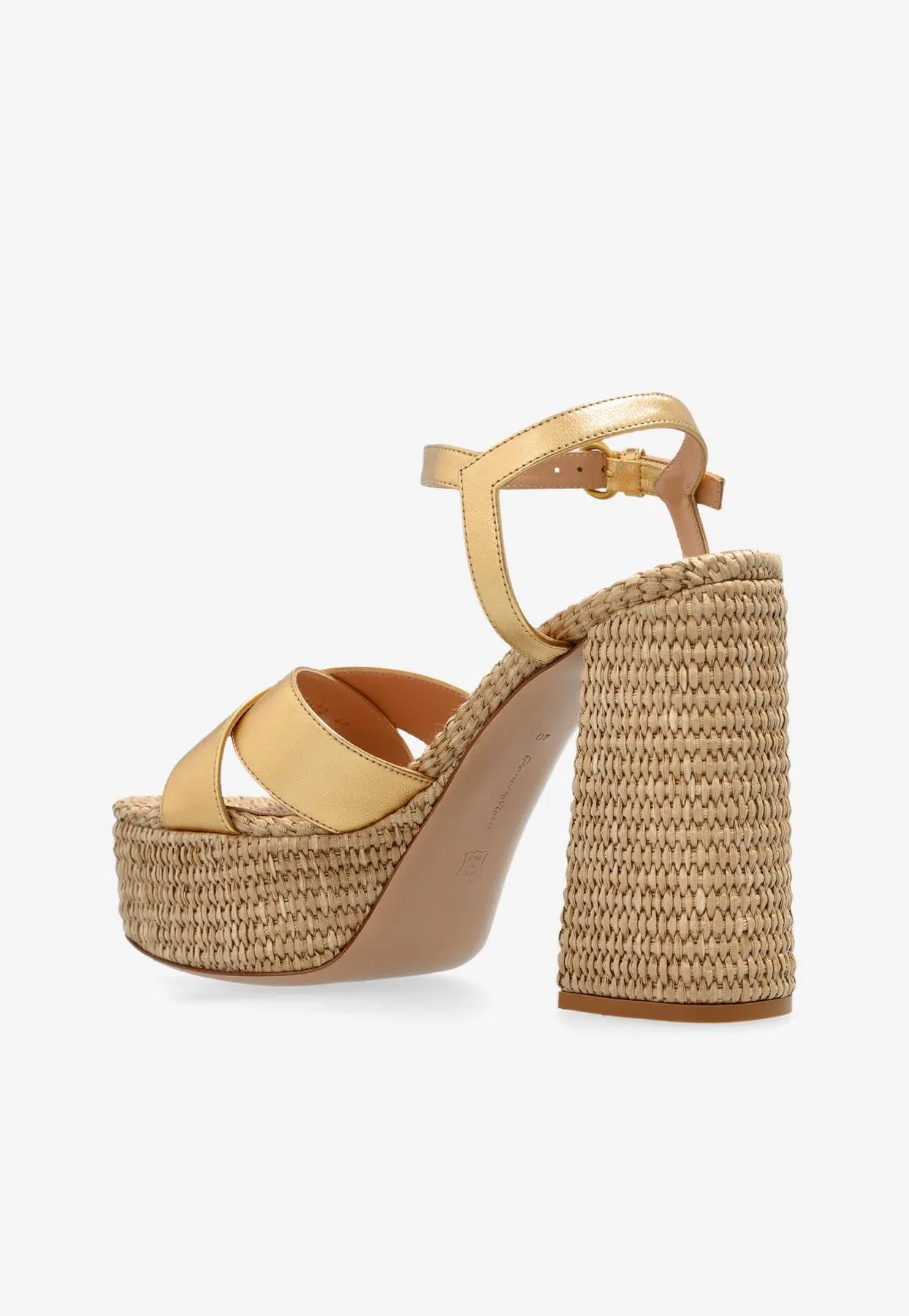 Bebe 110 Metallic Leather Platform Sandals