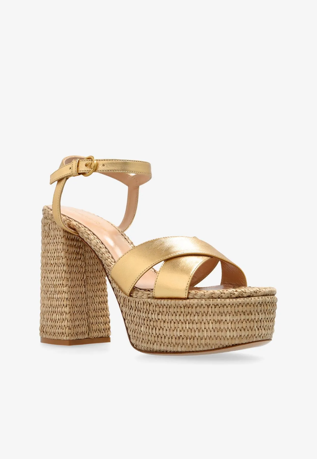 Bebe 110 Metallic Leather Platform Sandals
