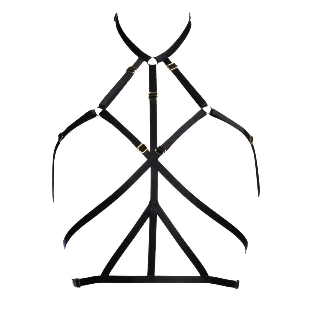 Black Ruby Harness with Gold Sliders