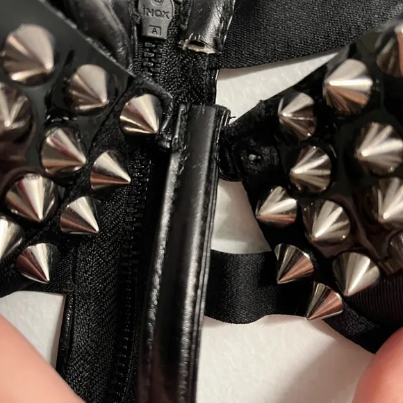 Black Structured Underwire Bra with Studded Design