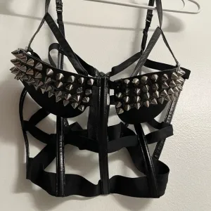 Black Structured Underwire Bra with Studded Design