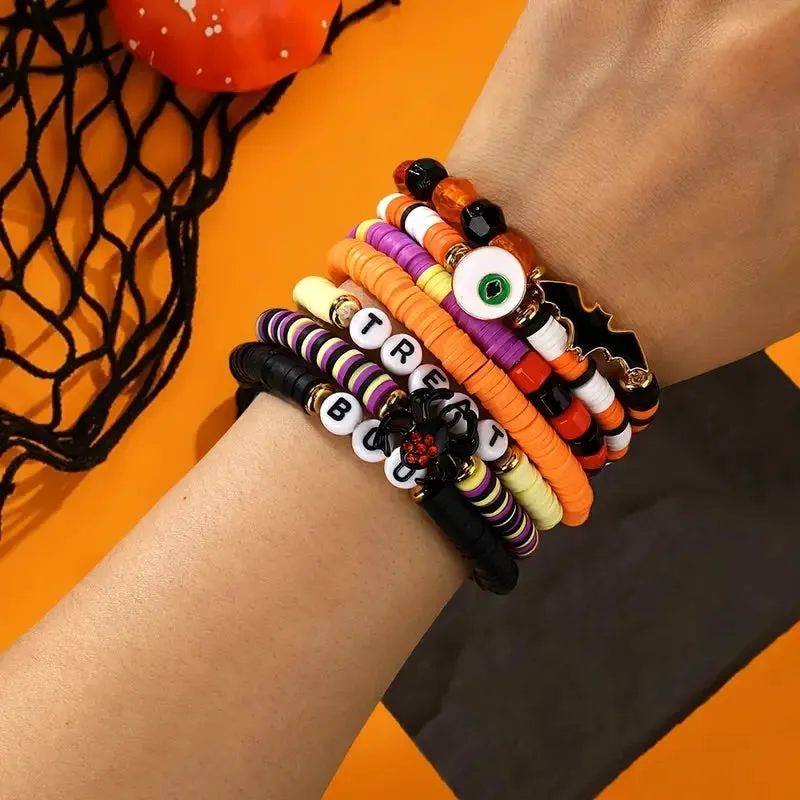 Boo   Treat Halloween Stretchy Bracelet Set