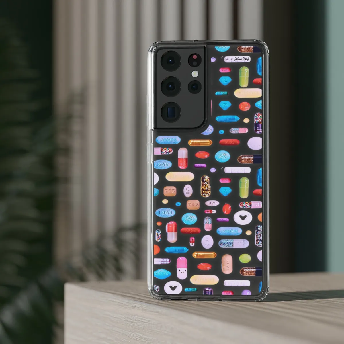 Clear Phone Case / Classic Pill Grid Design
