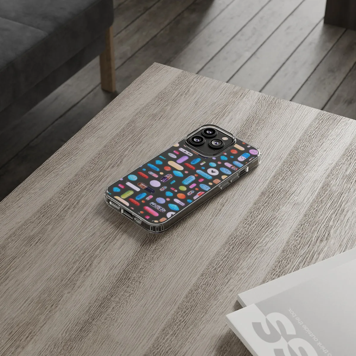 Clear Phone Case / Classic Pill Grid Design