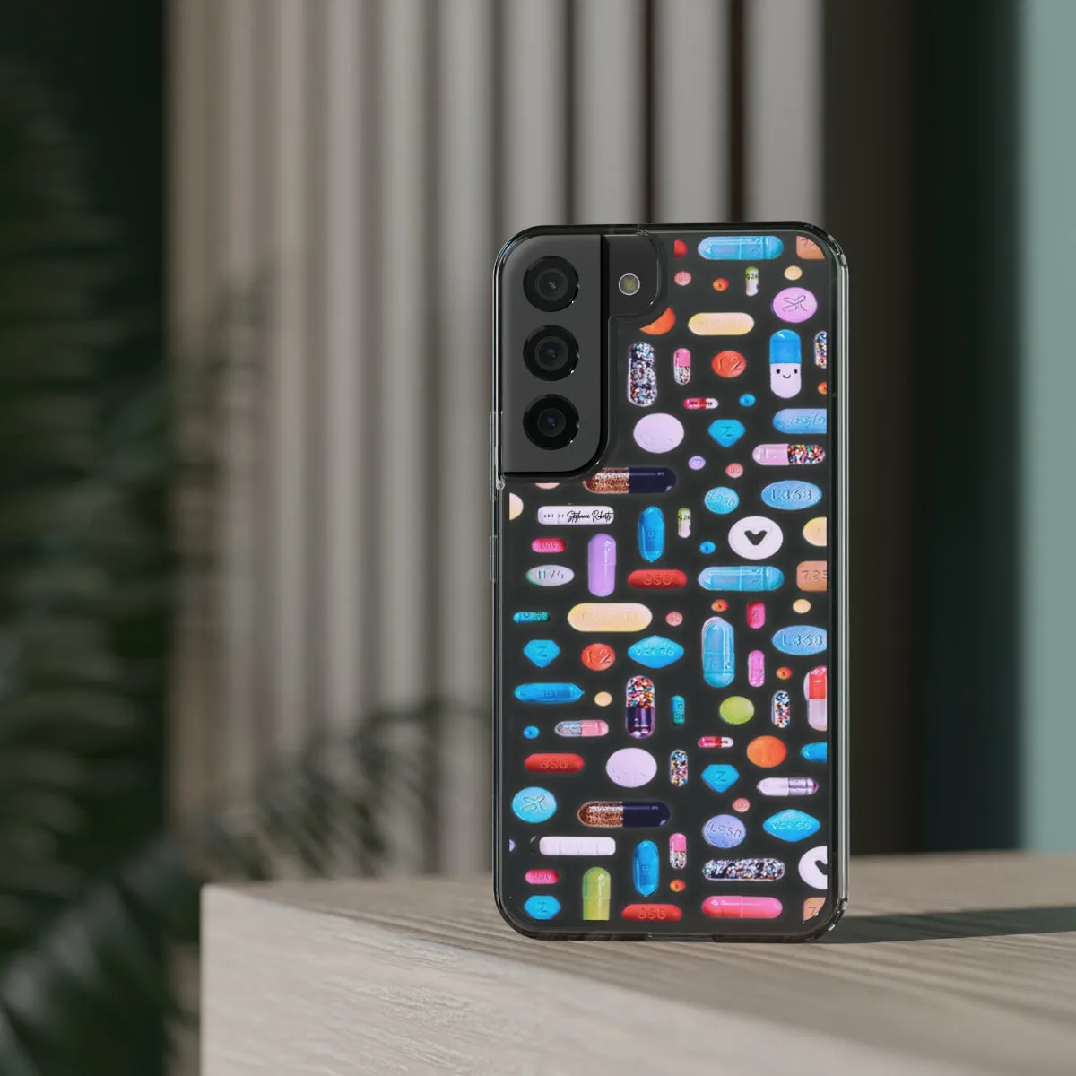 Clear Phone Case / Classic Pill Grid Design