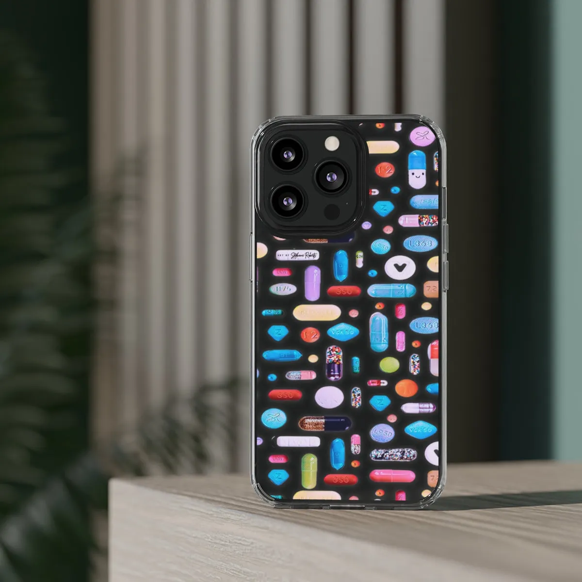 Clear Phone Case / Classic Pill Grid Design