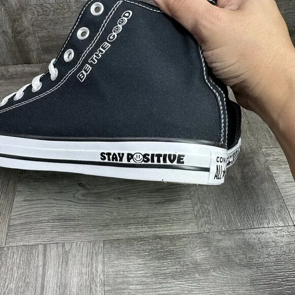Converse CTAS By You Stay Positive Men's 10.5 Black Hightop Shoes