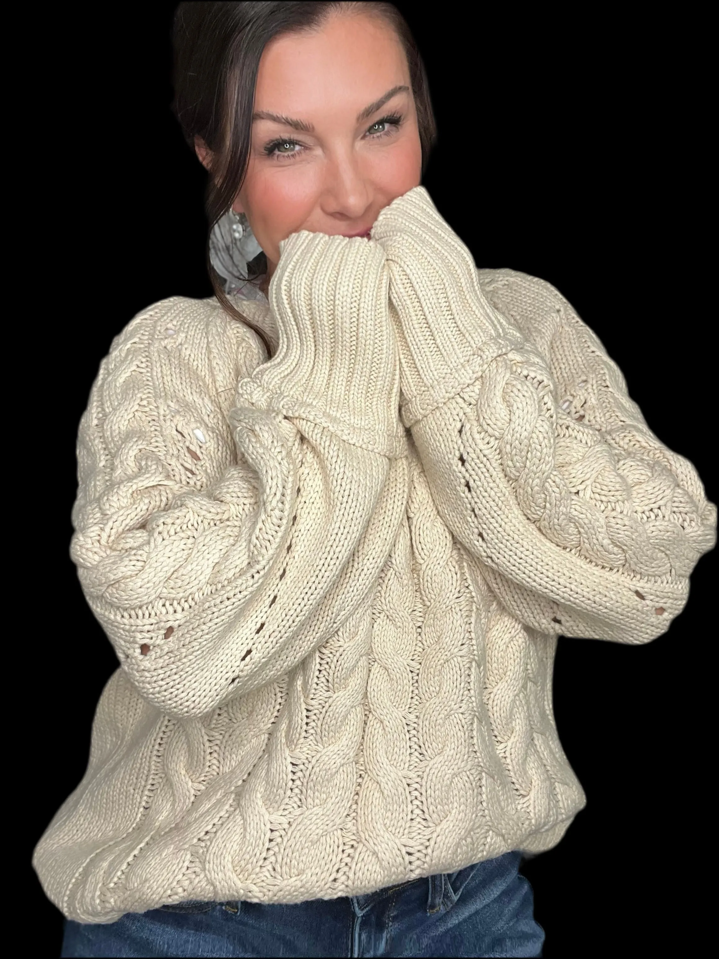 Cooler Days Sweater- Natural