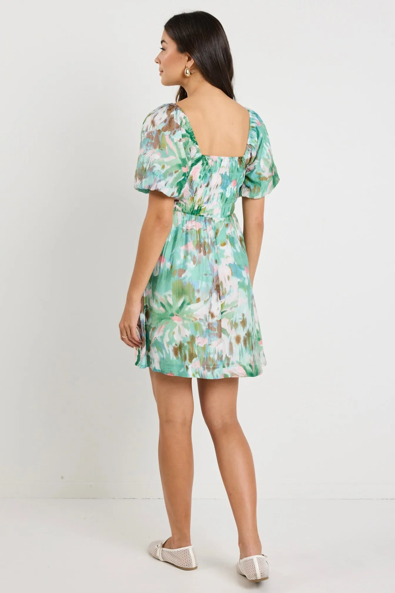Dance Jungle Puff Sleeve Mini Dress