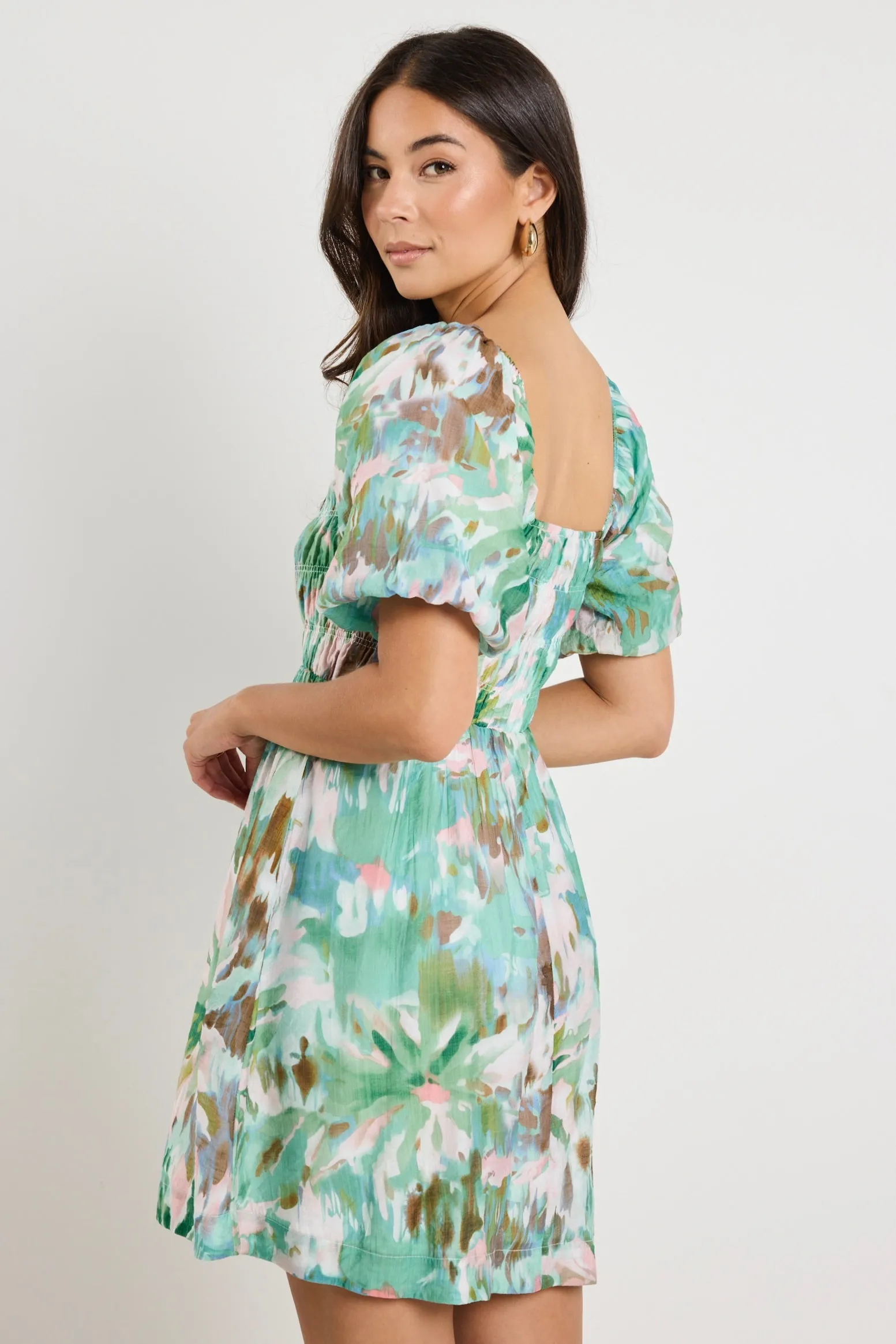 Dance Jungle Puff Sleeve Mini Dress