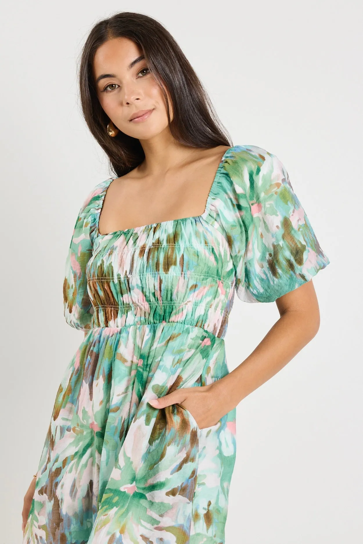 Dance Jungle Puff Sleeve Mini Dress