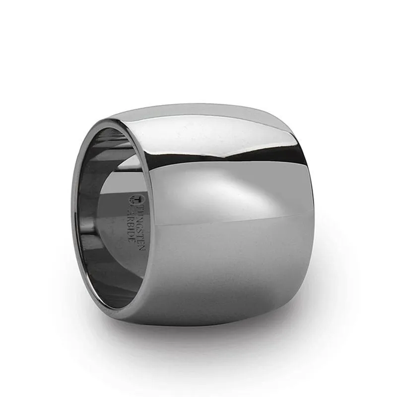 DECATUR Men's Extra Wide Domed High Polished Finish Tungsten Ring - 20 mm