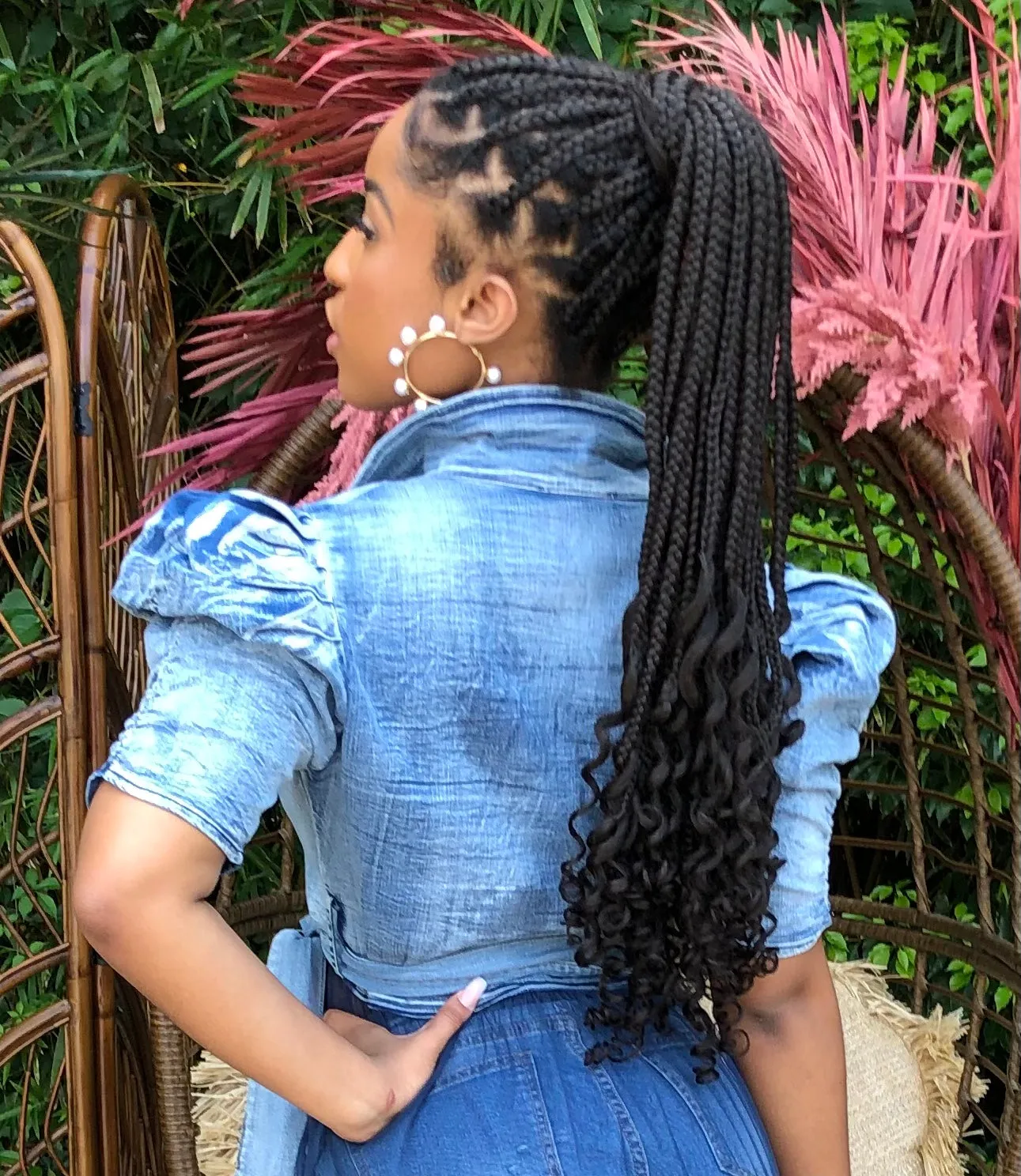 Denim Tulle Wrap Top (Light Wash)