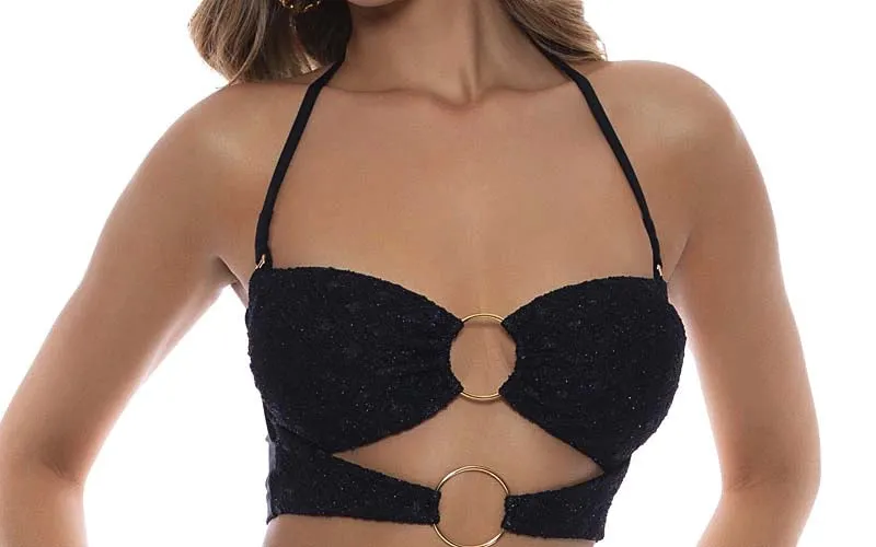 Double Loop Bandeau Crop-Strappy Loop Scrunch Bikini