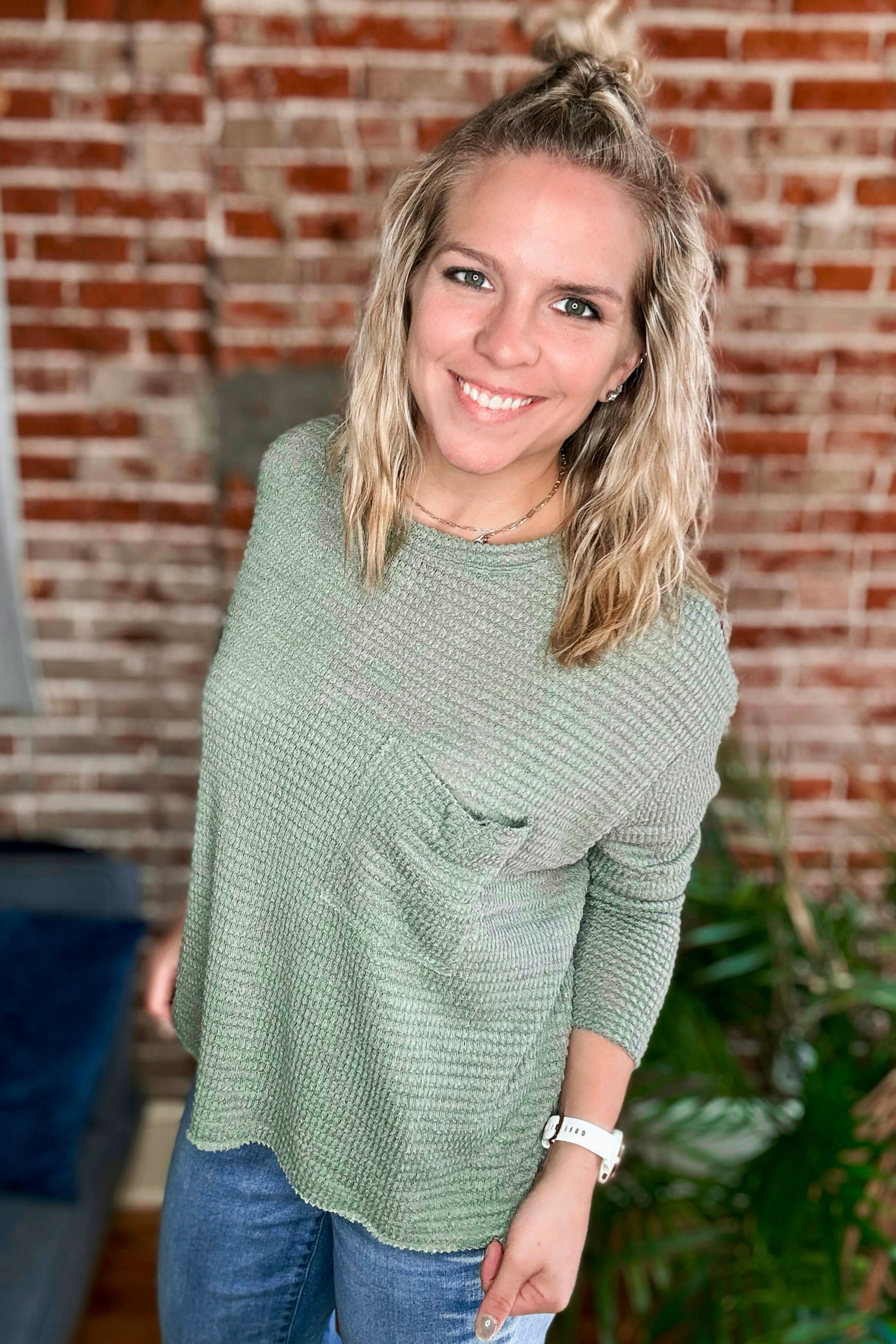 Drop Shoulder Boat Neck Jacquard Sweater •Olive•