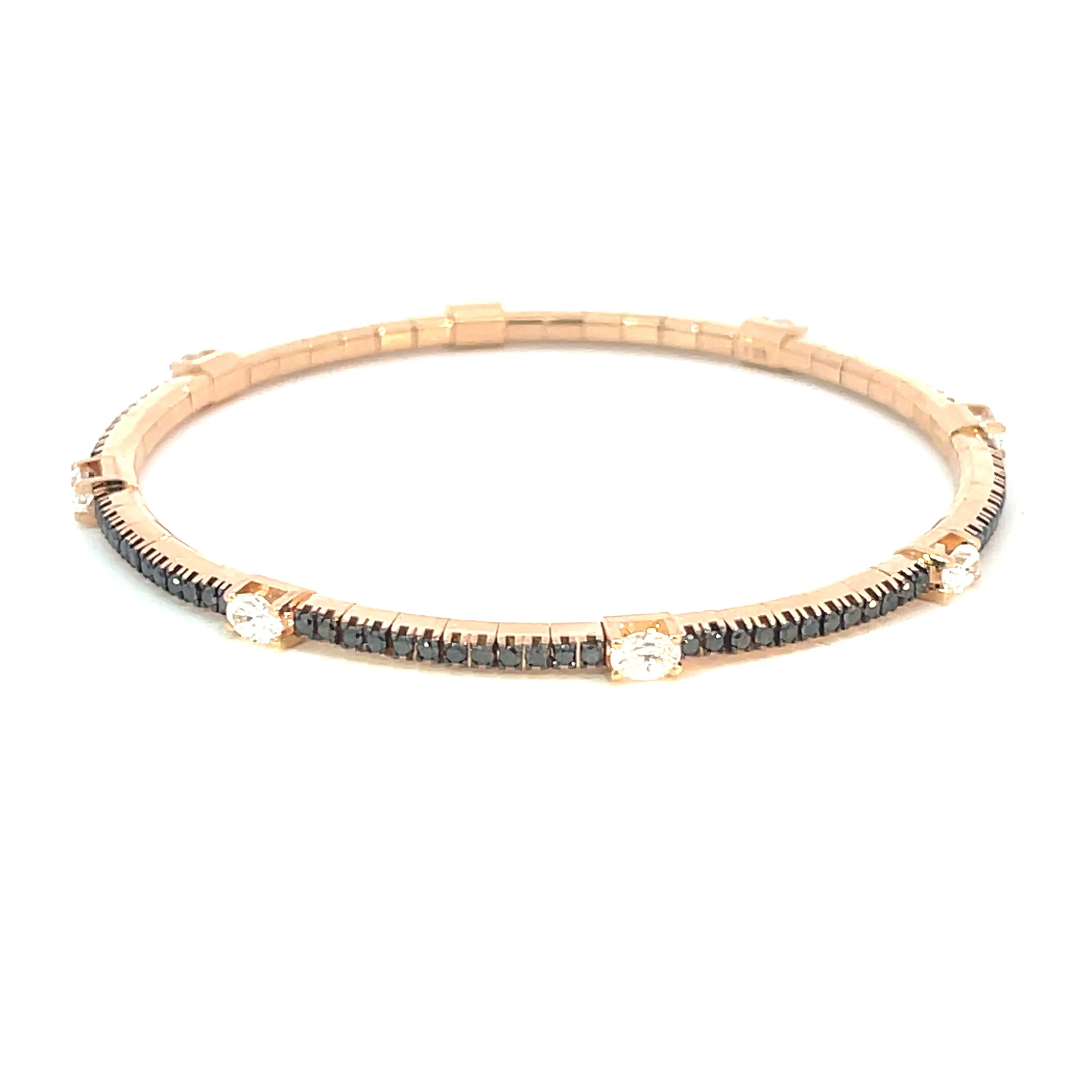 Ex-Tensible™ Black Oval & White Diamond Station Stretch Tennis Bracelet