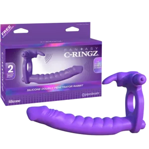 Fantasy C Ringz silicone Double Penetrator Rabbit Cockring Waterproof Purple