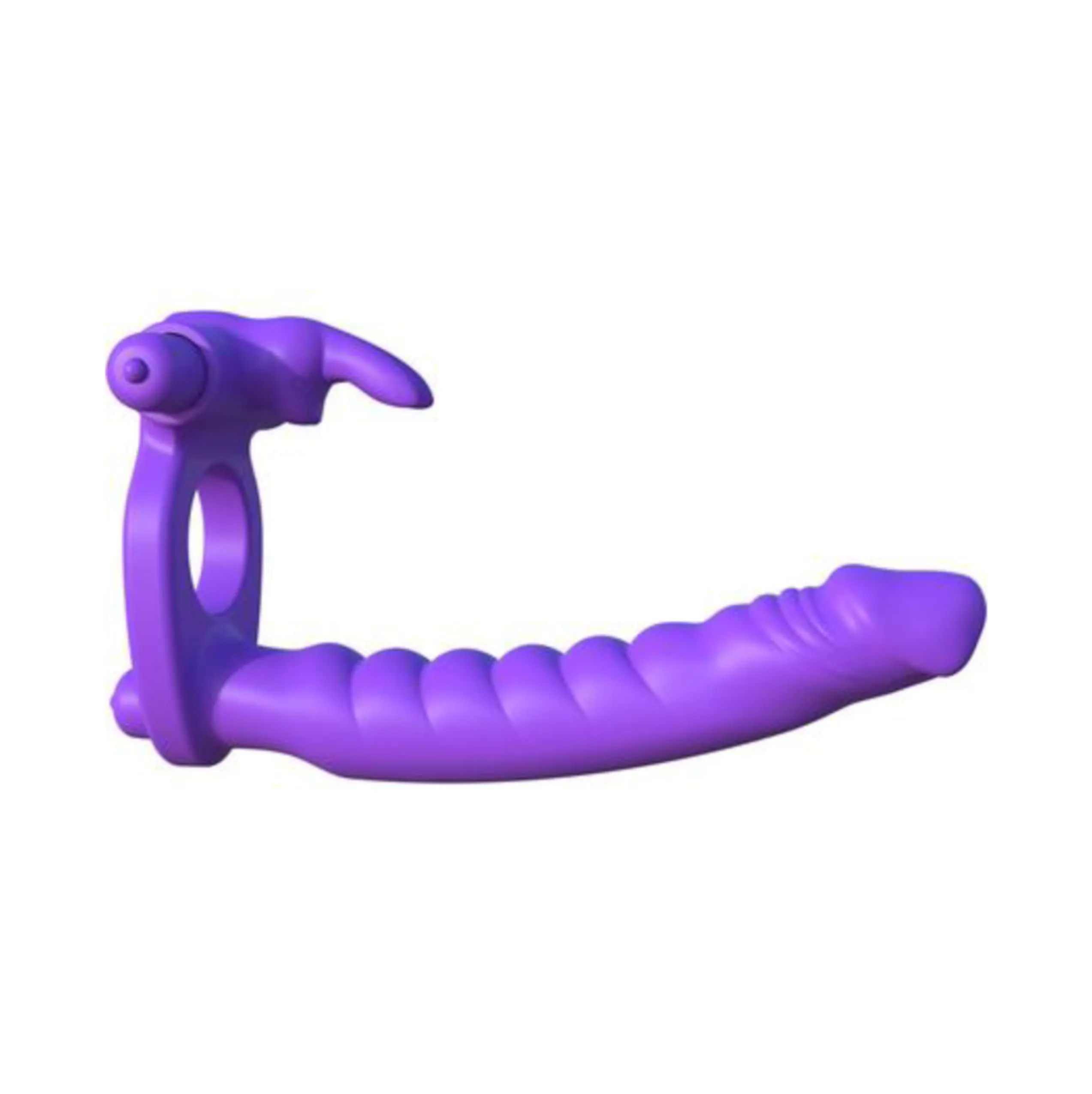 Fantasy C Ringz silicone Double Penetrator Rabbit Cockring Waterproof Purple
