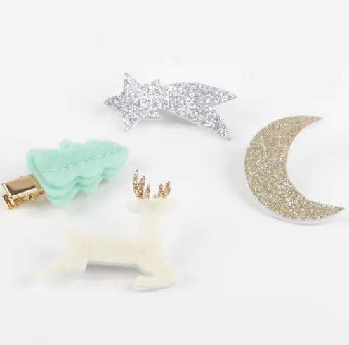 Felt & Glitter Icon Hair Clips (x 4)