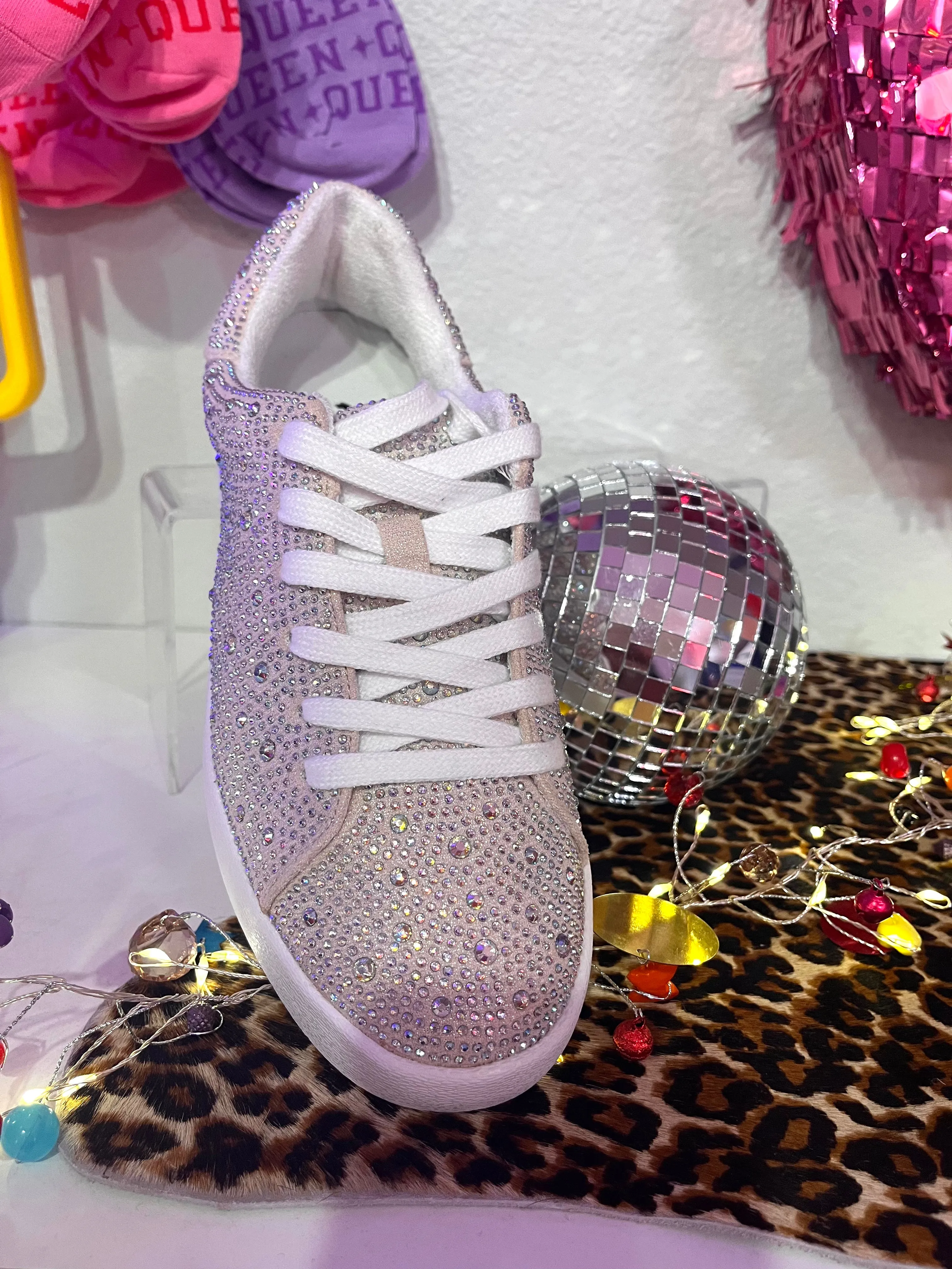 Flirty Cream Rhinestone Kicks