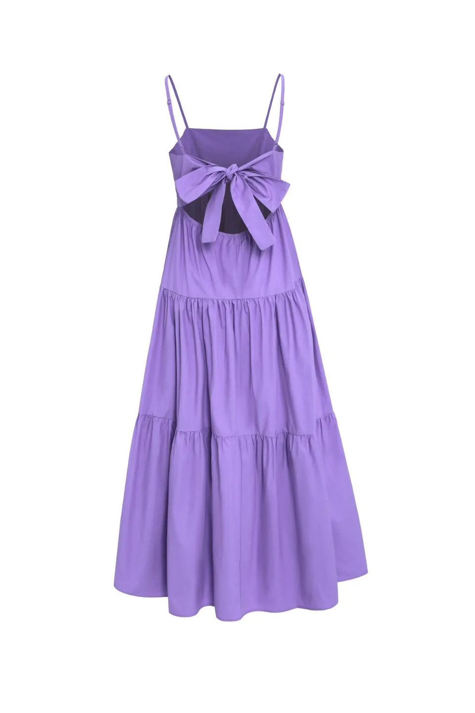 Galaxy Lilac Poplin Tie Back Tiered Strappy Maxi Dress