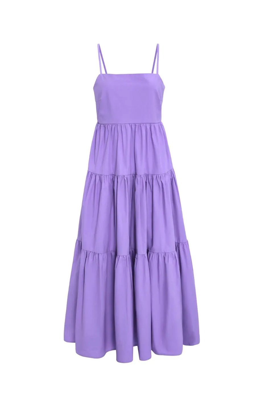 Galaxy Lilac Poplin Tie Back Tiered Strappy Maxi Dress