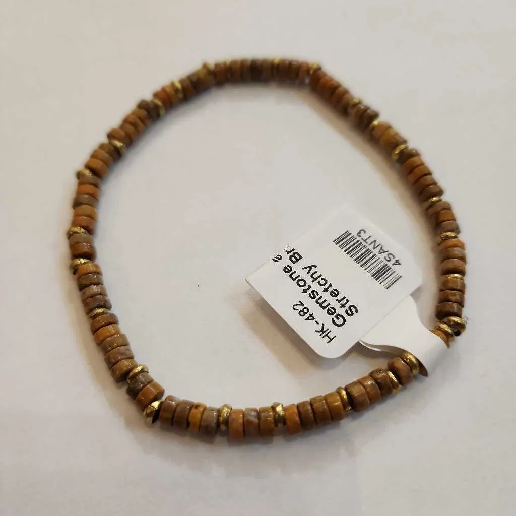 Gemstone and Spacer Stretchy Bracelet
