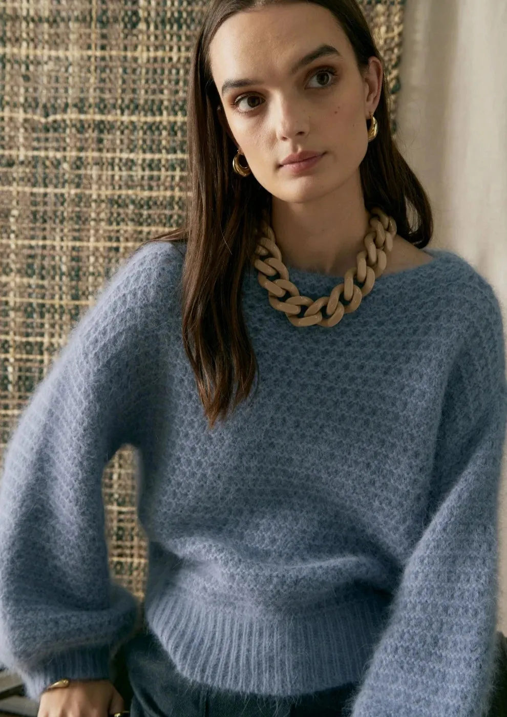 Genus Pointelle Knit Blue