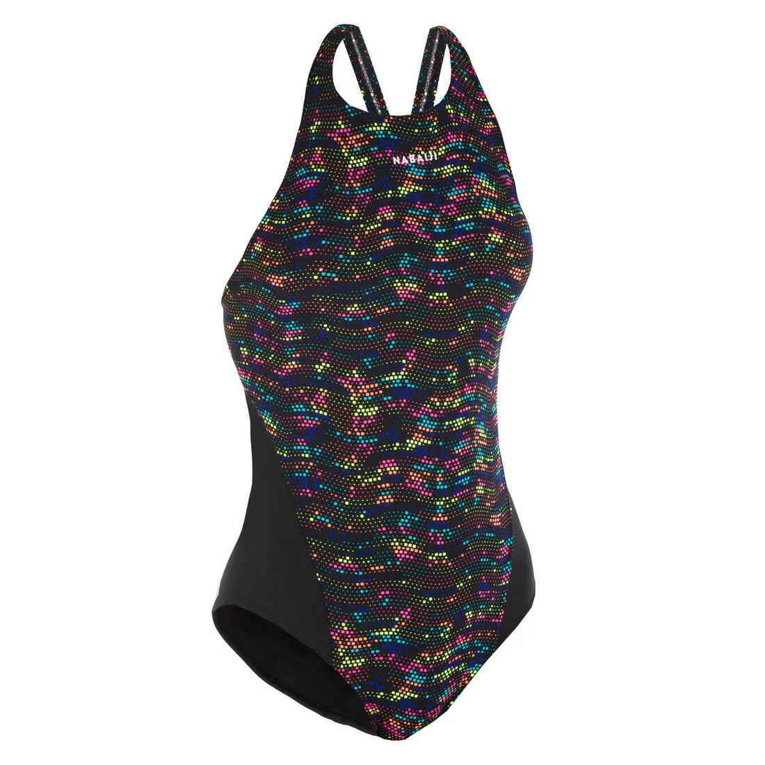 Girls' One-Piece Swimsuit Kamyleon Print - Fire black/yellow