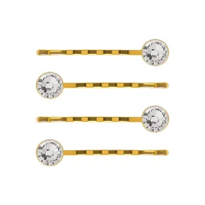 Gold Crystal Hair Slide 4 Set