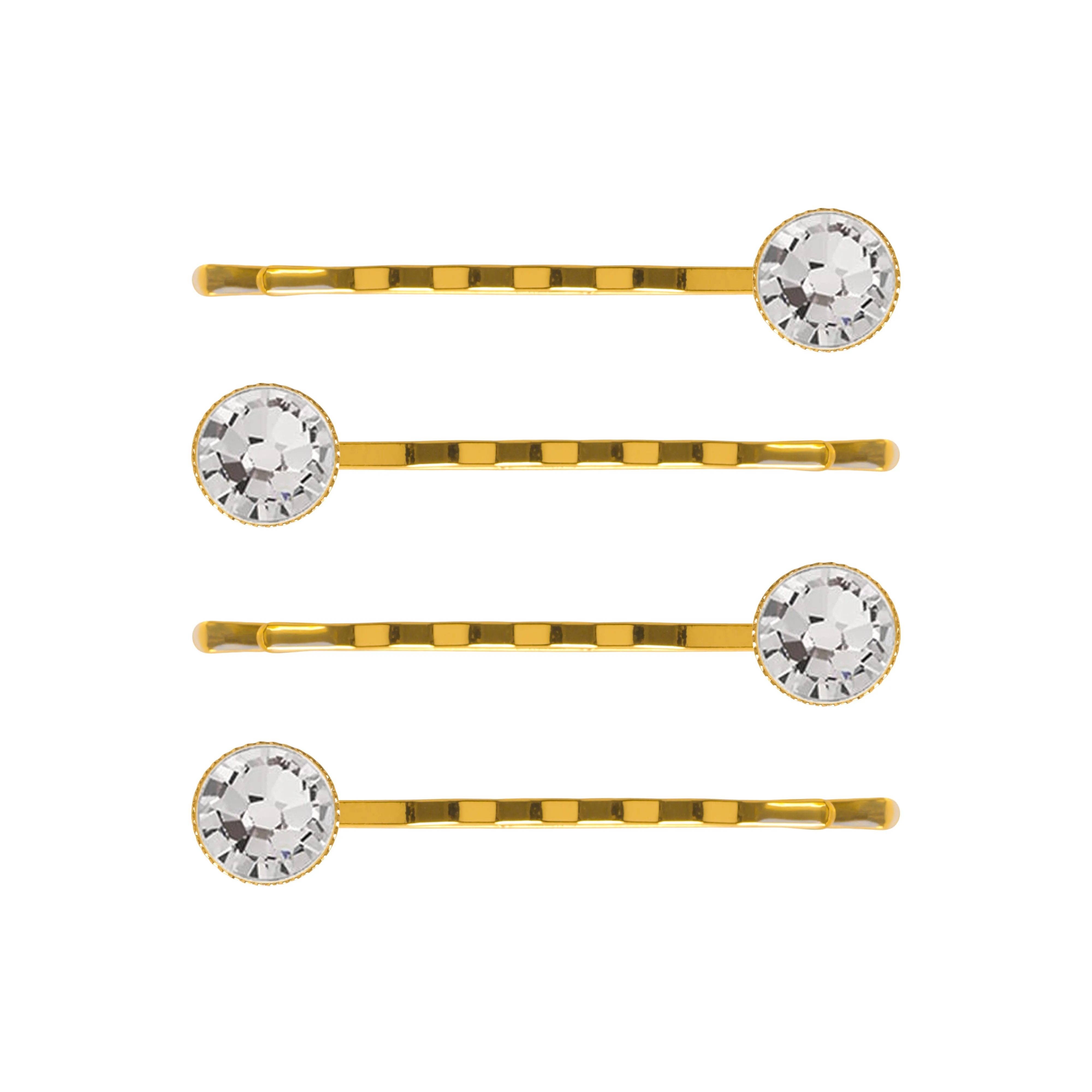Gold Crystal Hair Slide 4 Set