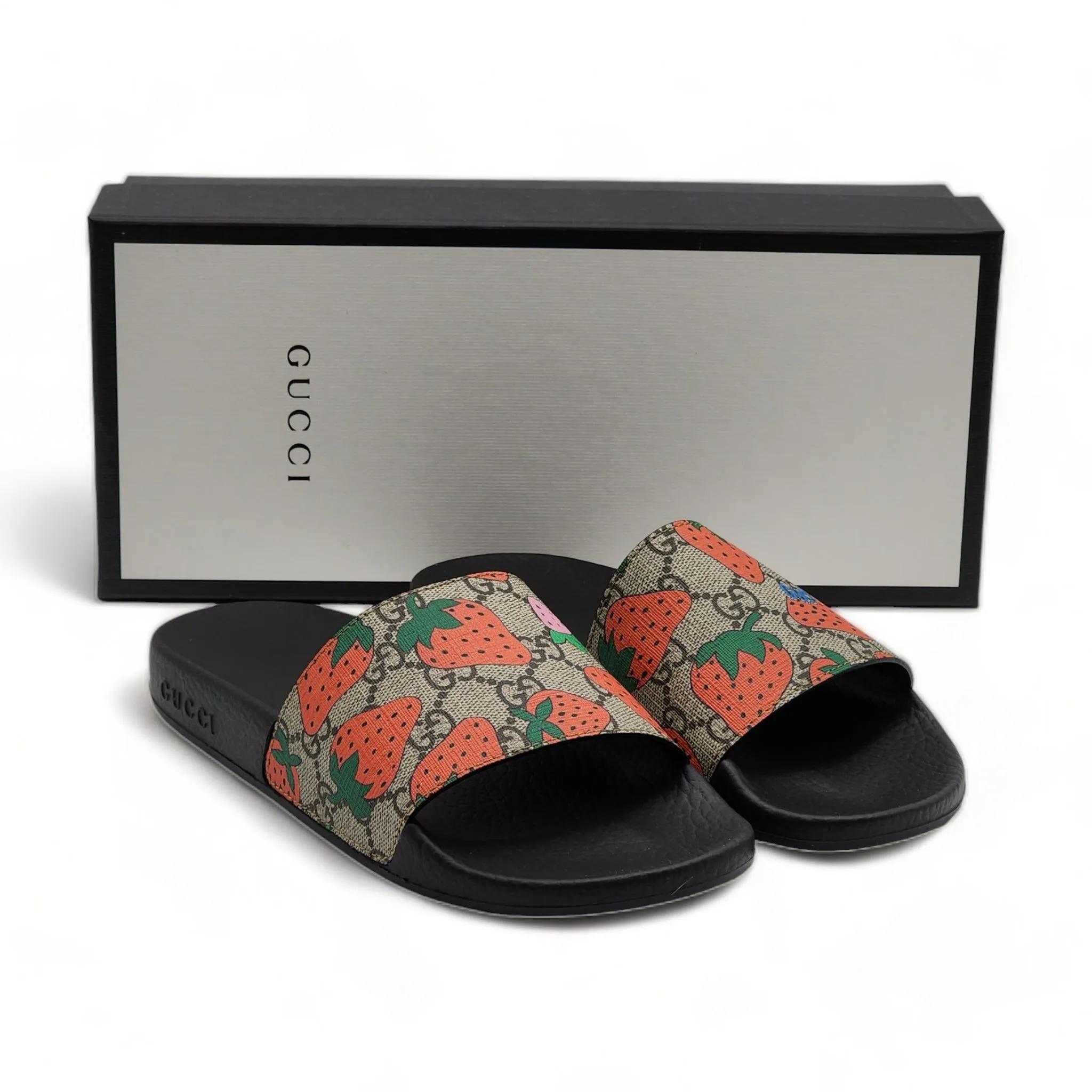 Gucci GG Supreme Strawberry Slides - Canvas - 35