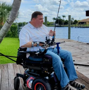 Hands-on Adjustable, Hinged Fish Fighting Rod Holder for Wheelchair Seat