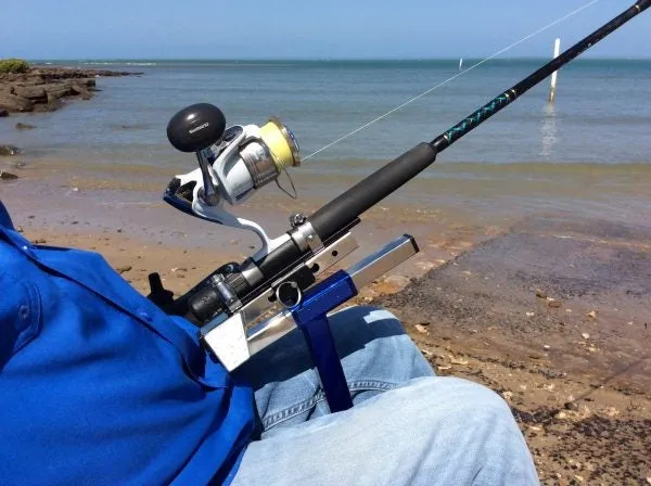 Hands-on Adjustable, Hinged Fish Fighting Rod Holder for Wheelchair Seat