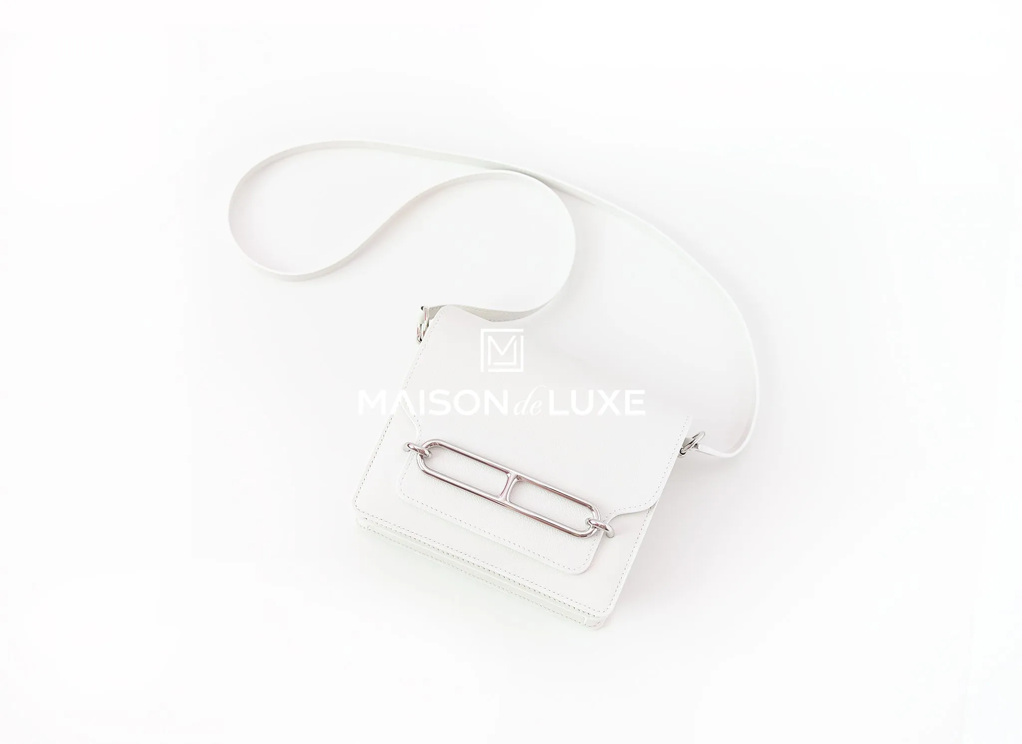 Hermes Roulis Mini 18 Blanc White Evercolor Handbag