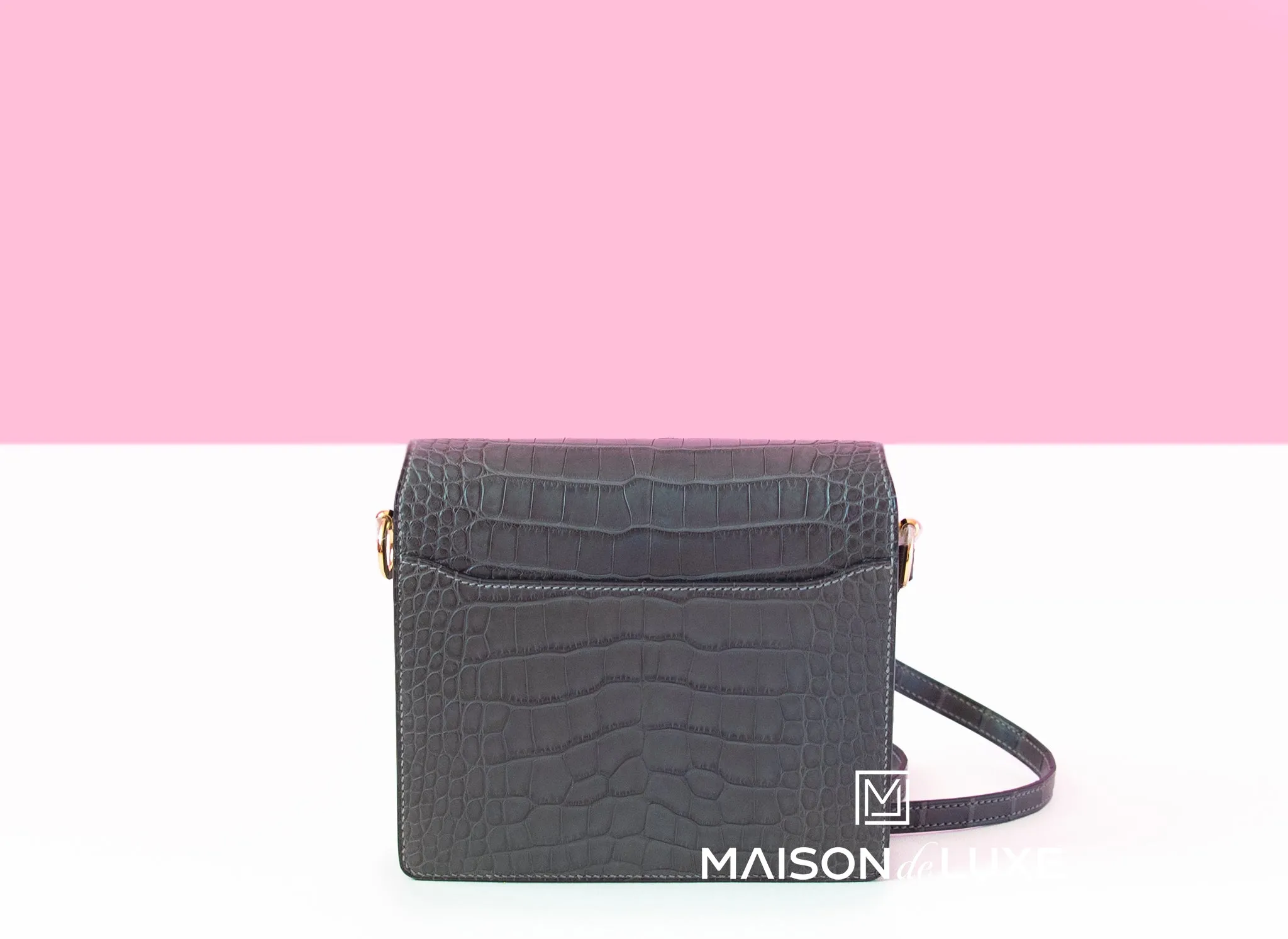 Hermes Roulis Mini 18 Graphite Matte Crocodile Alligator Handbag