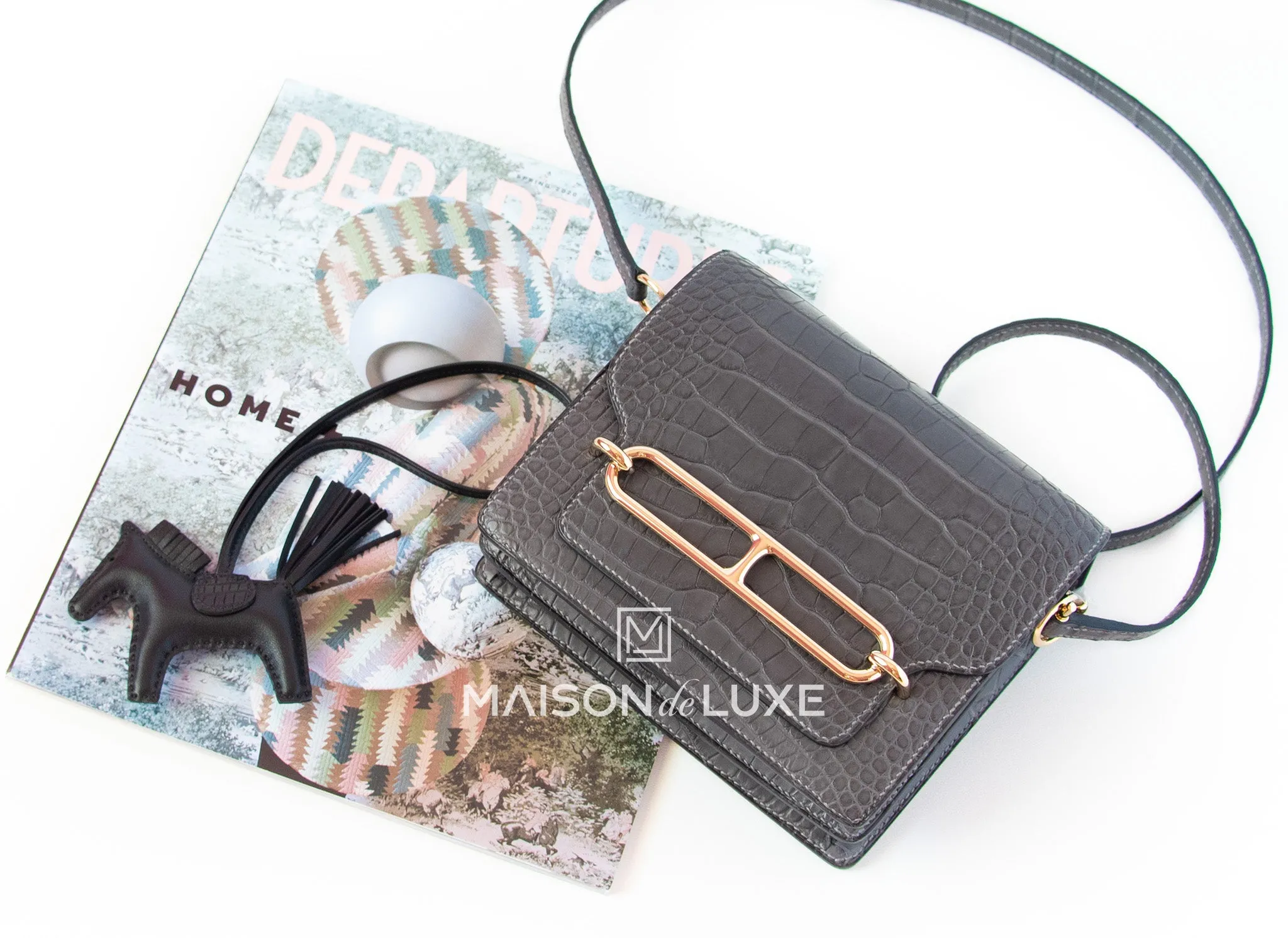 Hermes Roulis Mini 18 Graphite Matte Crocodile Alligator Handbag