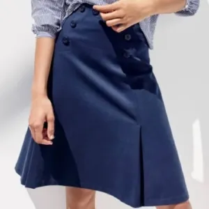 J. Crew Navy Ponte A-Line Skirt EUC Size 8 Cotton Blend Nautical Sailor Anchor