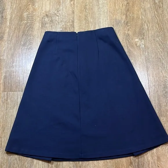J. Crew Navy Ponte A-Line Skirt EUC Size 8 Cotton Blend Nautical Sailor Anchor
