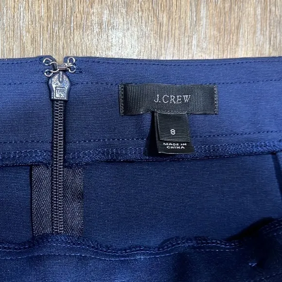 J. Crew Navy Ponte A-Line Skirt EUC Size 8 Cotton Blend Nautical Sailor Anchor