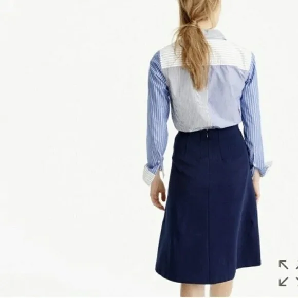 J. Crew Navy Ponte A-Line Skirt EUC Size 8 Cotton Blend Nautical Sailor Anchor