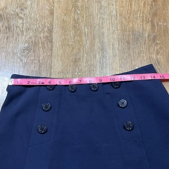 J. Crew Navy Ponte A-Line Skirt EUC Size 8 Cotton Blend Nautical Sailor Anchor