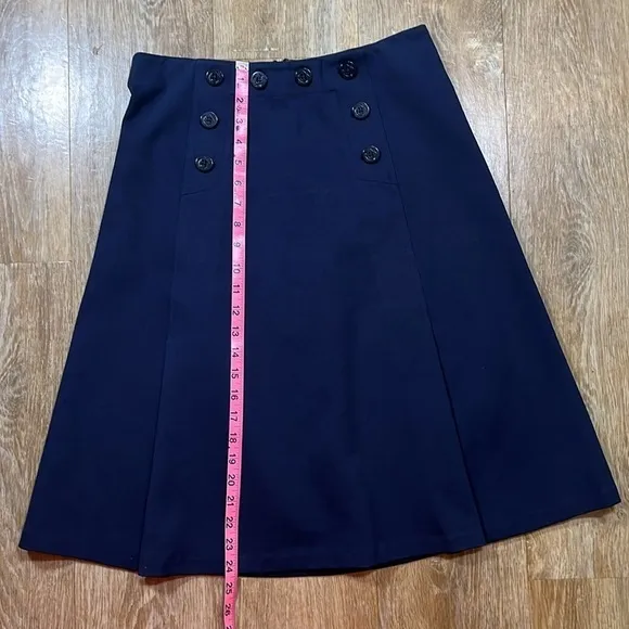 J. Crew Navy Ponte A-Line Skirt EUC Size 8 Cotton Blend Nautical Sailor Anchor