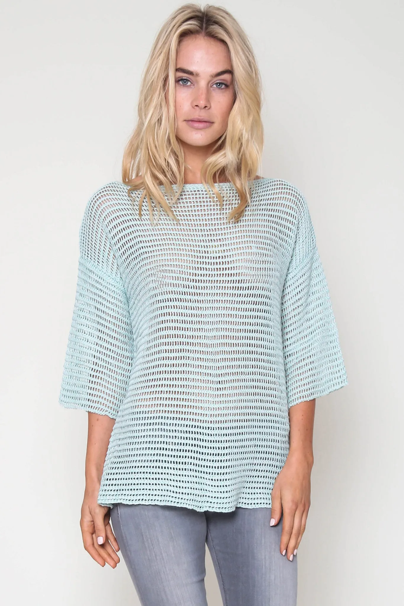Jagger Semi-Sheer Pullover in Mint Leaf