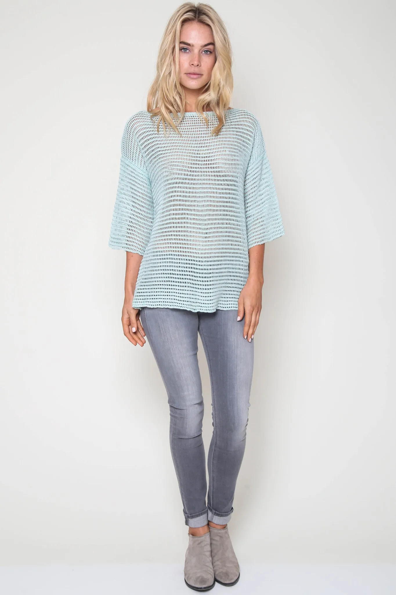 Jagger Semi-Sheer Pullover in Mint Leaf