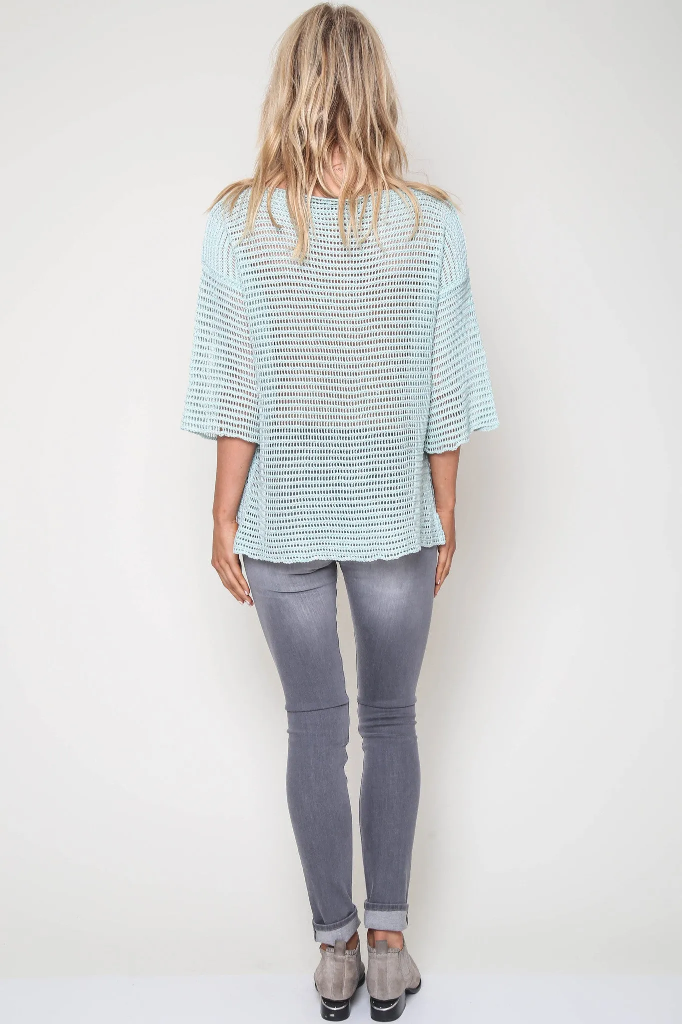 Jagger Semi-Sheer Pullover in Mint Leaf