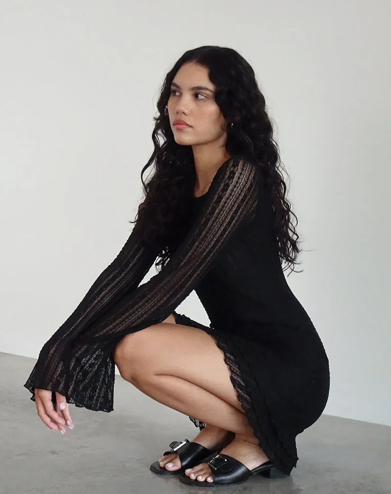 Janawa Backless Mini Dress in Lace Black