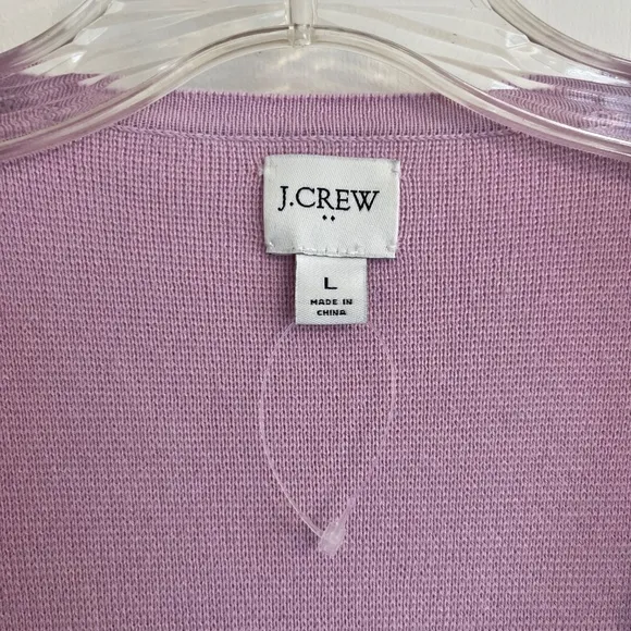 J.Crew Juliette Collarless Open Cardigan Pink Knit Sweater Blazer Pockets Size L