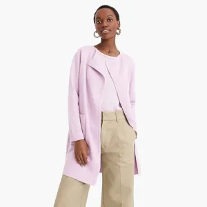 J.Crew Juliette Collarless Open Cardigan Pink Knit Sweater Blazer Pockets Size L